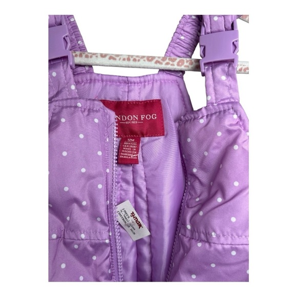 NWT LONDON FOG Baby girls Classic Heavyweight Snow Bib Ski Pant Purple 12 M - Picture 3 of 7